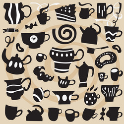 Coffee cups doodles Royalty Free Vector Image - VectorStock