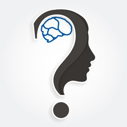 human face and brain with question mark vector