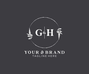 Initial gh letters floral frames botanical Vector Image