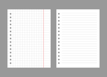 set of notebook sheets isolated on gray background vector image