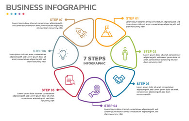 visual data presentation cycle diagram with 7 vector image