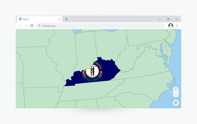 Browser window with map of kentucky searching vector