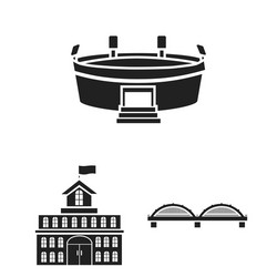 building and architecture black icons in set vector image