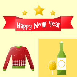 Christmas and new year icons set vector