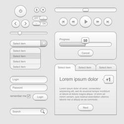 light web ui elements design gray buttons vector