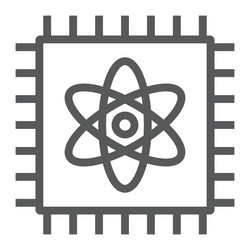 Quantum computing line icon technology vector