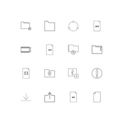 Files and folders sign linear thin icons set vector