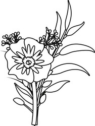 floral tropical cartoon in black and white Vector Image