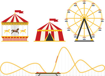 Amusement park flat line Royalty Free Vector Image