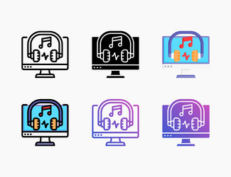 audio music icon set with different styles vector image