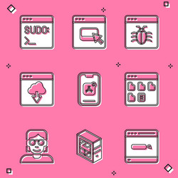 set code terminal browser files system bug vector image