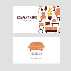 visit card with living room furniture vector