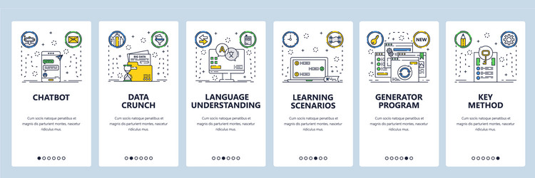 chatbot website and mobile app onboarding screens vector image