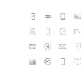 Internet technologies linear thin icons set vector