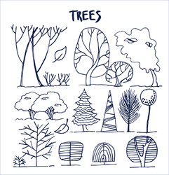 set of various trees patterns vector image