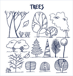 set of various trees patterns vector