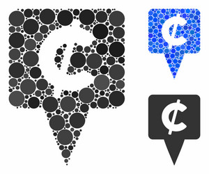 cent map pointer mosaic icon round dots vector image