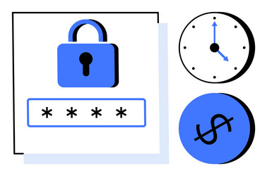 data security and time efficiency lock password vector image