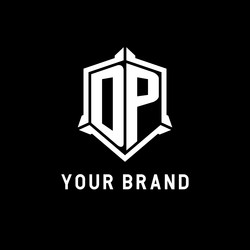dp logo initial with shield shape design style vector image