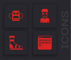 set binary code school backpack nerd geek vector image