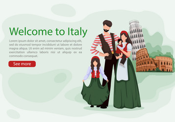 Italian family with children advertising card vector