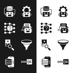 set chat bot neural network artificial vector image