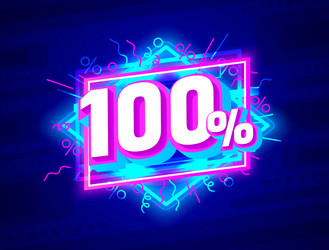 cyber 100 off sale banner light neon flyer retro vector