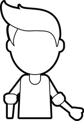 Flat line uncolored man avatar over white vector