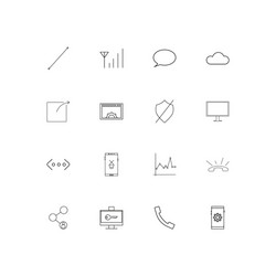 network and database simple linear icons set vector image