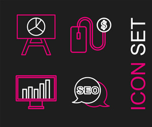 set line seo optimization monitor with graph vector image