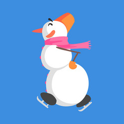 Alive classic three snowball snowman in pink scarf vector