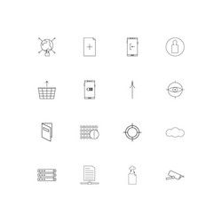 Internet technologies linear thin icons set vector