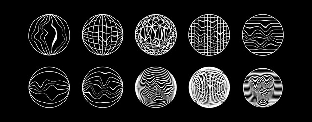 set of globe circle element grids polar grid vector image