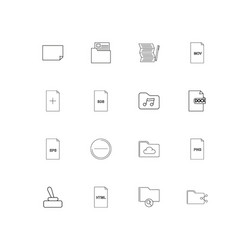 files and folders sign linear thin icons set vector image