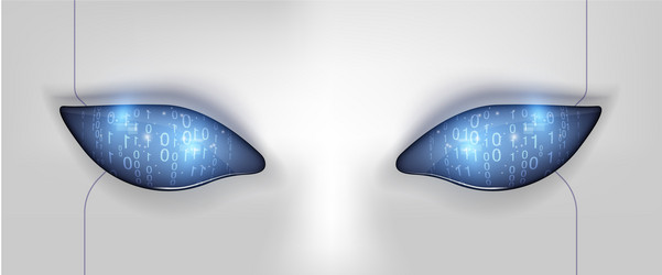 Robot eyes with binary future technology vector