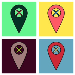 set of navigation geolocation icon in flat design vector image