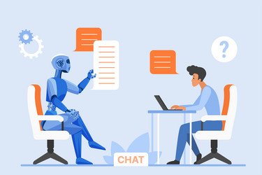 user and chat bot conversation chatgpt tiny man vector image