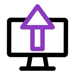 computer icon with upload outline vector image