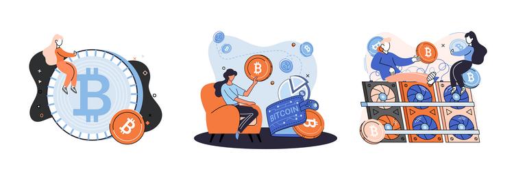 cryptocurrency bitcoin mining metaphor blockchain vector image