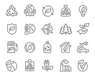 ecology icons set collection of linear simple web vector image