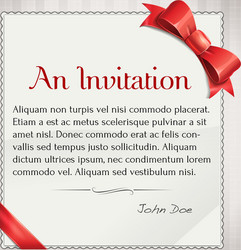 Elegant Red Ribbon Invitation Vector Image