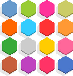 Flat blank web button hexagon icon set with shadow vector