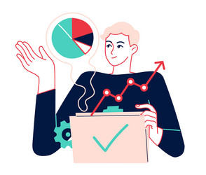 man opens a folder and extracts data vector image