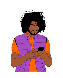 man using mobile phone chatting texting isolated vector image