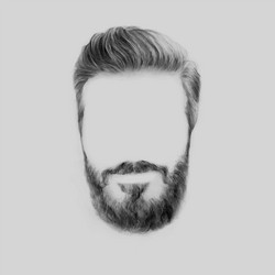 Realistic pencil drawing mans beard and hair vector