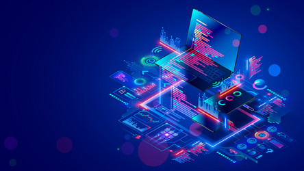 software development coding programming laptop vector image