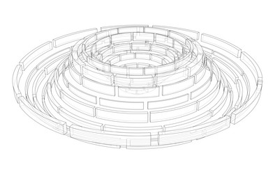 3d circular pattern style wireframe model vector image