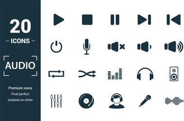 audio buttons icon set include creative elements vector image