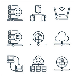 database and servers line icons linear set vector image