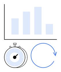 performance metrics with bar chart stopwatch vector image